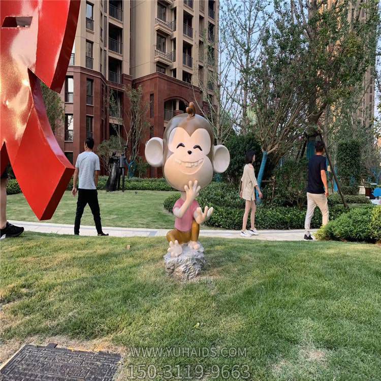 小区草地摆放玻璃钢卡通猴子公仔博鱼网页版