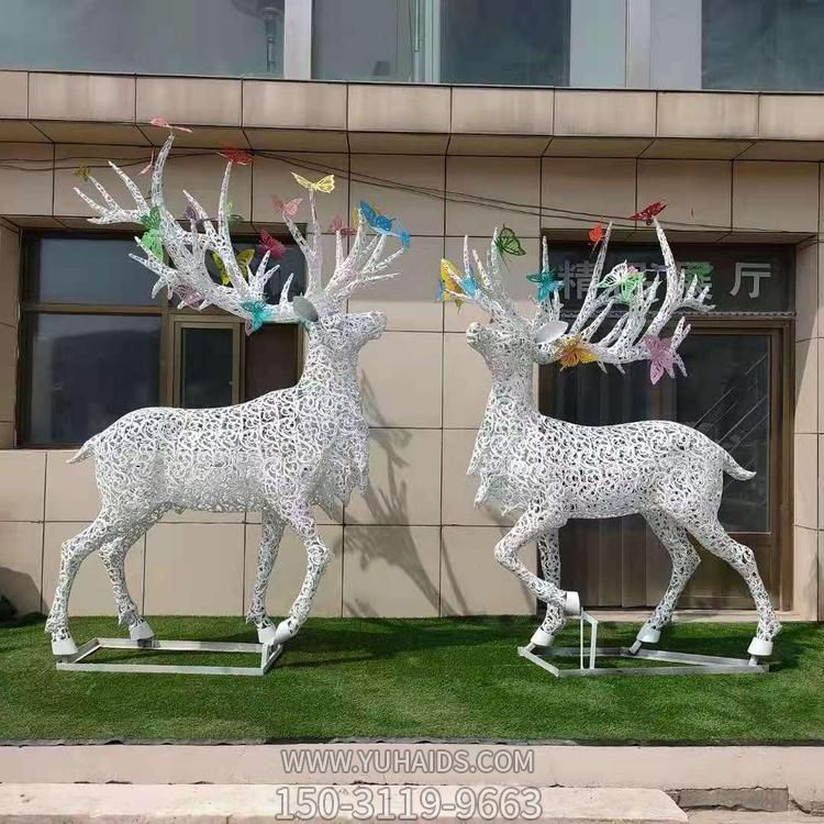 户外庭院商场镂空抽象鹿不锈钢发光景观博鱼网页版