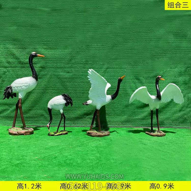 玻璃钢仿真动物景观摆件户外景区仙鹤博鱼网页版