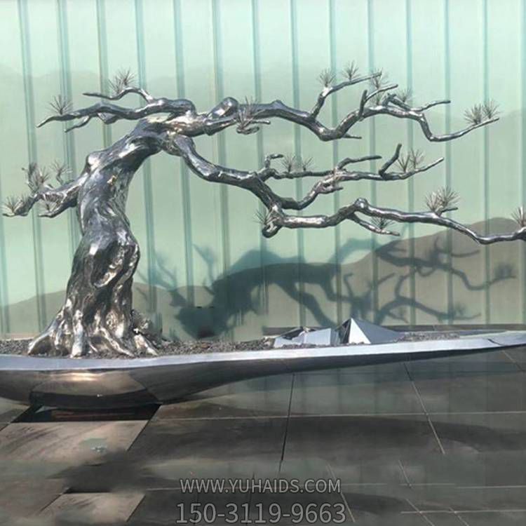 不锈钢抛光抽象树干别墅园林水景观摆件博鱼网页版