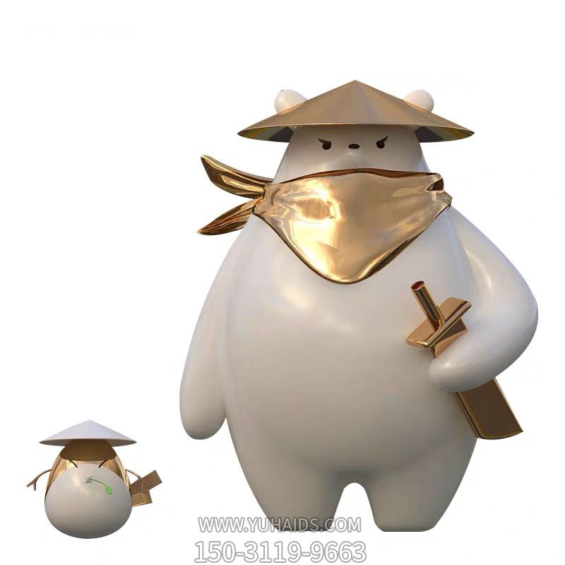 景区园林广场贴金一大一小武侠卡通玻璃钢熊博鱼网页版