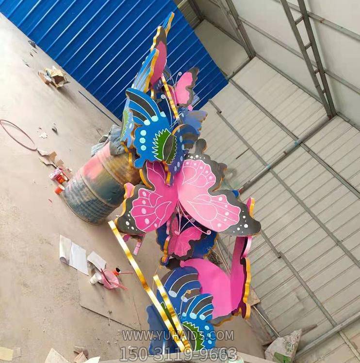 不锈钢彩绘创意景观群飞的蝴蝶博鱼网页版