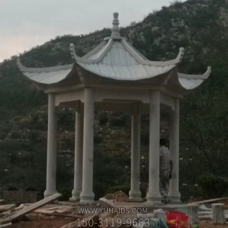 大理石石雕户外公园大型中式六角凉亭博鱼网页版