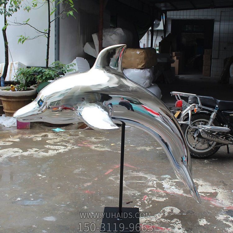 喷泉流水摆放不锈钢镜面海豚小品园林景观博鱼网页版