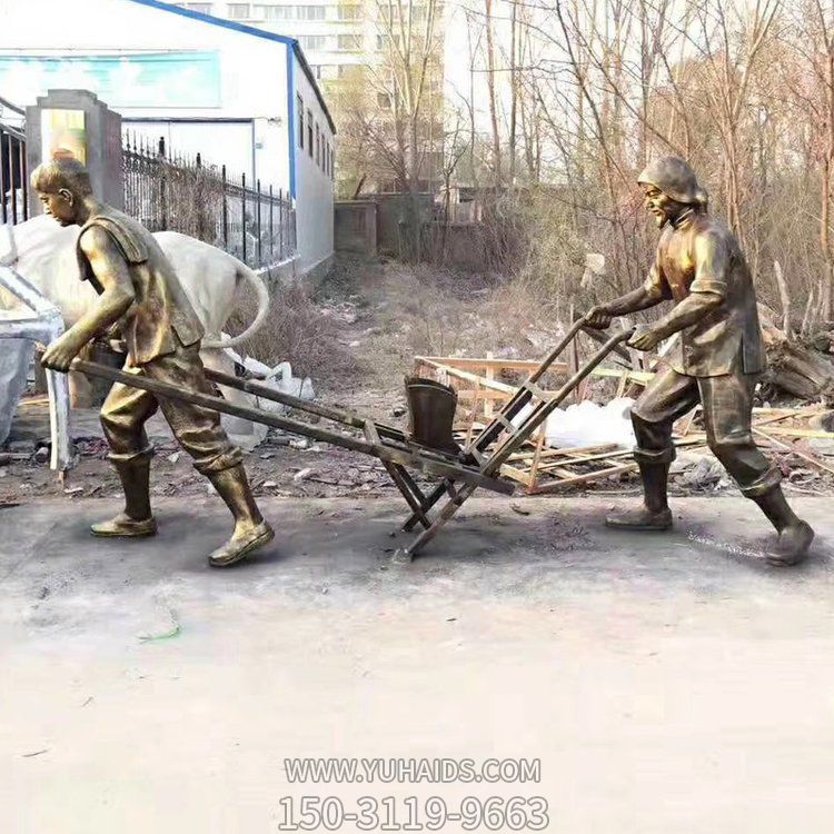 玻璃钢仿铜户外园林景观农耕耕种的人物情景小品博鱼网页版
