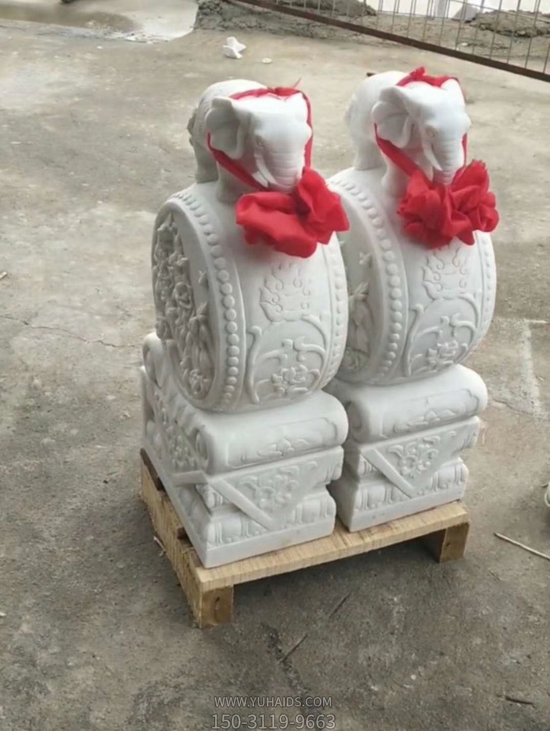 汉白玉小门墩石门口摆放吉祥物小象博鱼网页版