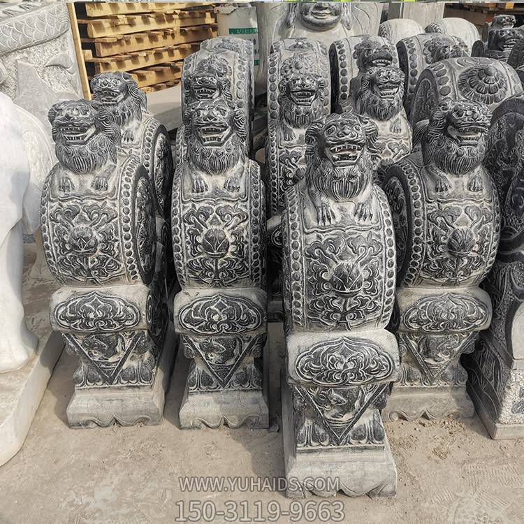 仿古做旧青石浮雕鲸鱼门口抱鼓石博鱼网页版