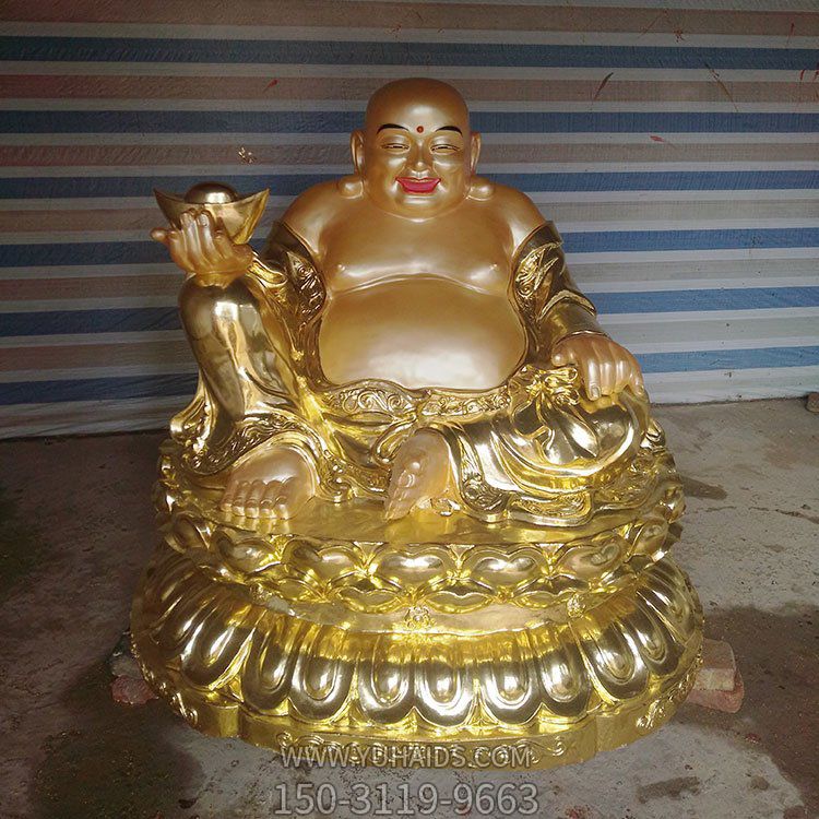 寺庙大型玻璃钢贴金十八罗汉弥勒佛博鱼网页版