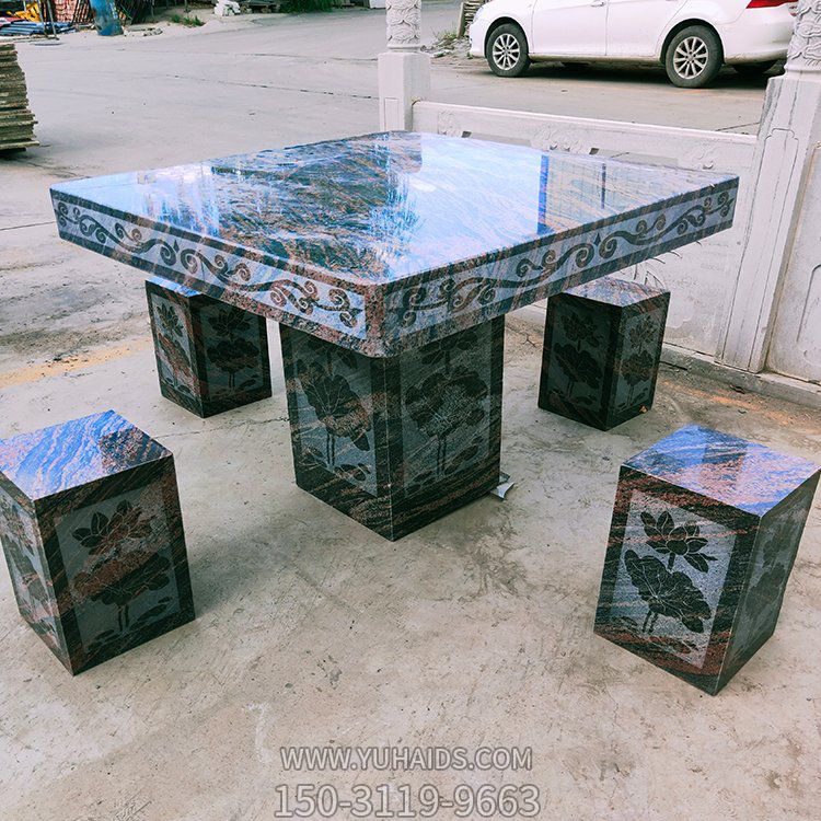 大理石石桌凳，正方形桌子凳子博鱼网页版