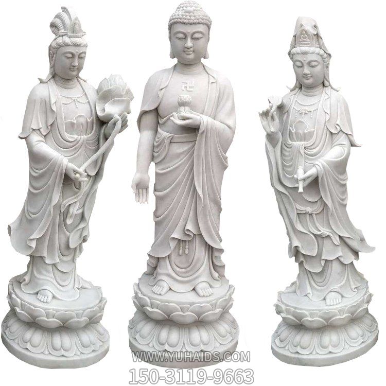 寺庙大型大理石石雕西方三圣博鱼网页版