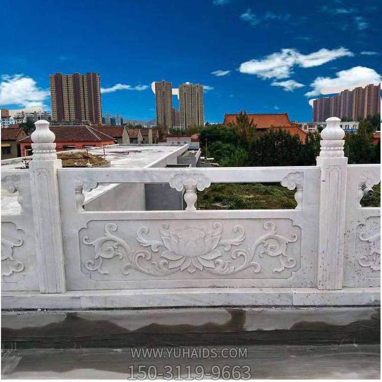 汉白玉浮雕荷花石栏板街道装饰园林博鱼网页版