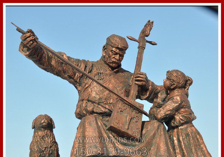 景区商厦摆放装饰一位拉二胡表演的石雕做旧二胡博鱼网页版