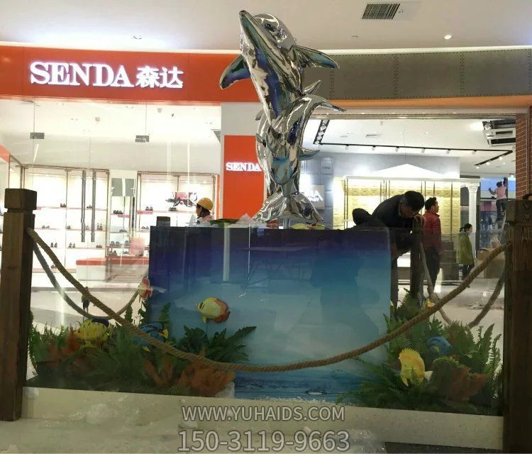 室内景观摆件不锈钢抽象海豚博鱼网页版