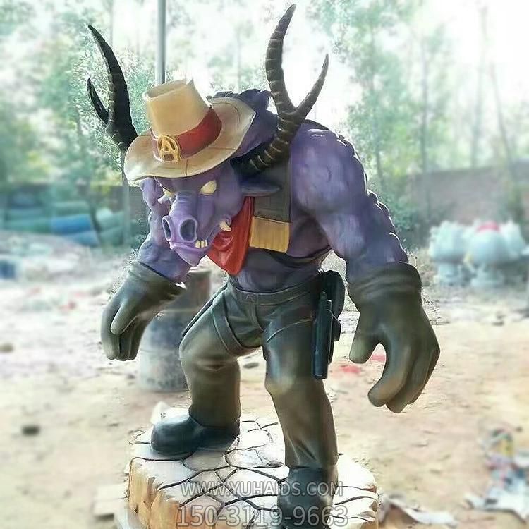 游戏人物景观玻璃钢彩绘大型犀牛博鱼网页版