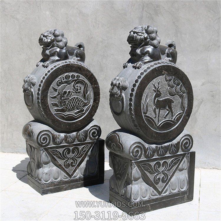 庭院家用镇宅石狮子貔貅青石仿古门鼓摆件博鱼网页版