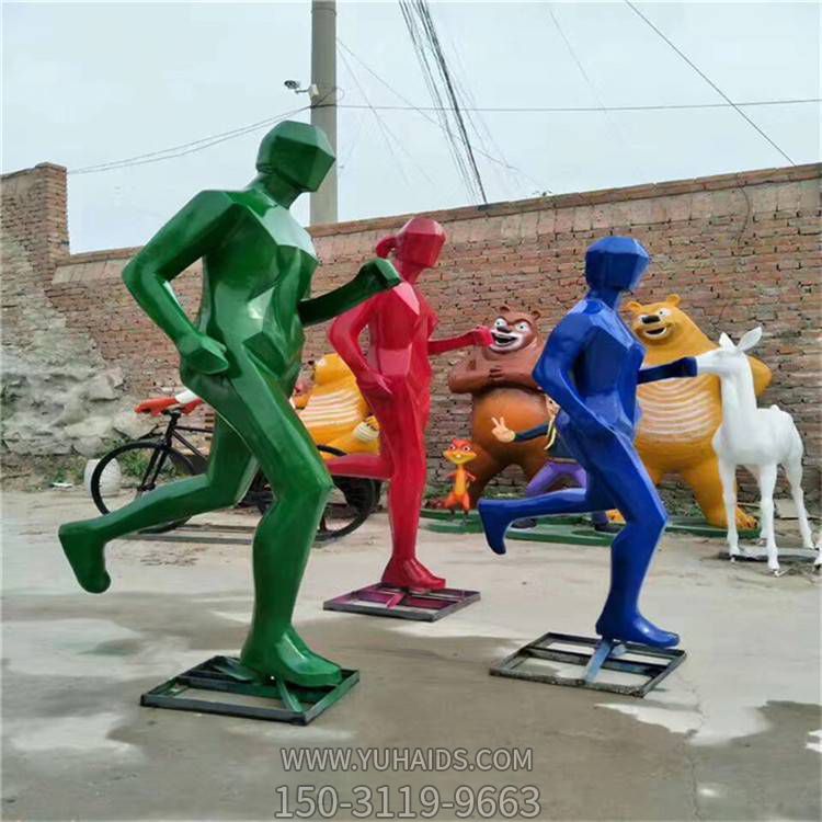 玻璃钢几何块面抽象运动跑步的人物博鱼网页版