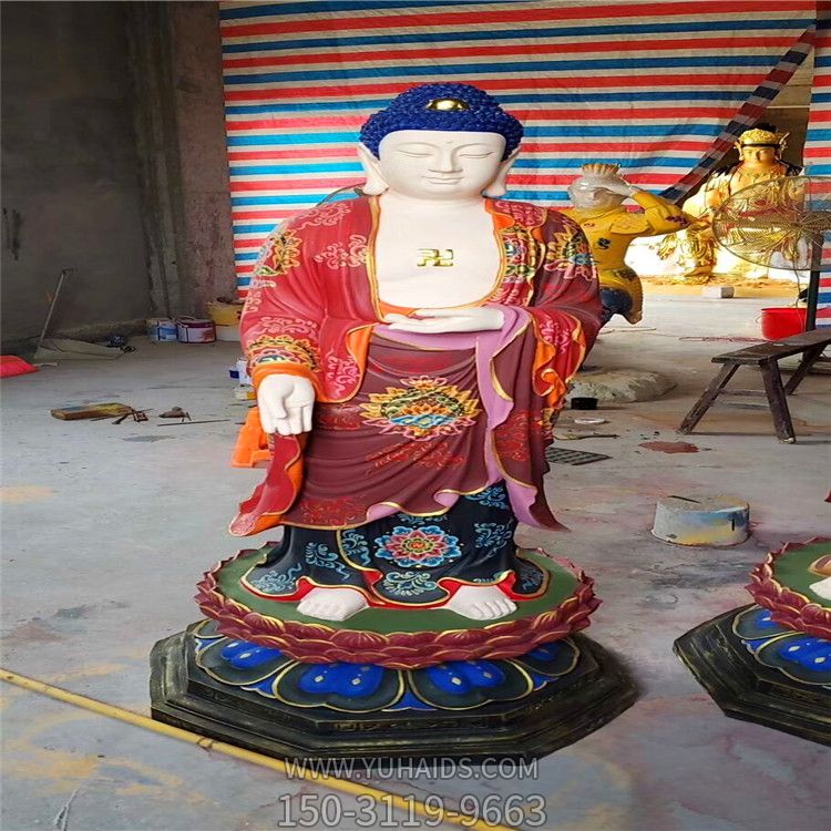 玻璃钢彩绘景区寺庙供奉三圣博鱼网页版