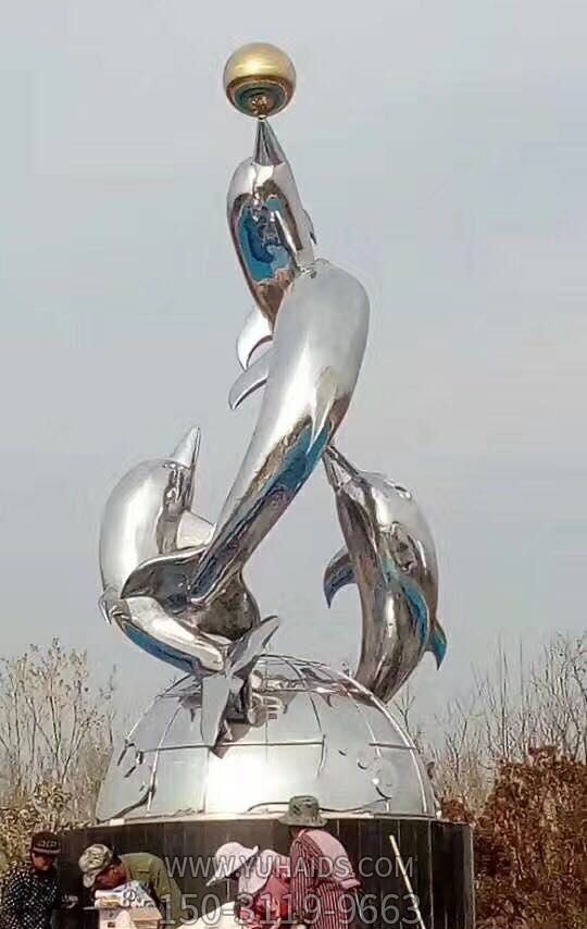 户外园林飞跃多只不锈钢海豚博鱼网页版
