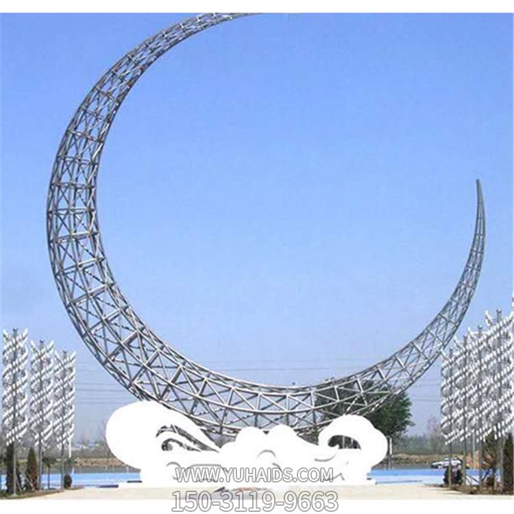 广场户外大型不锈钢镂空拉丝月亮博鱼网页版