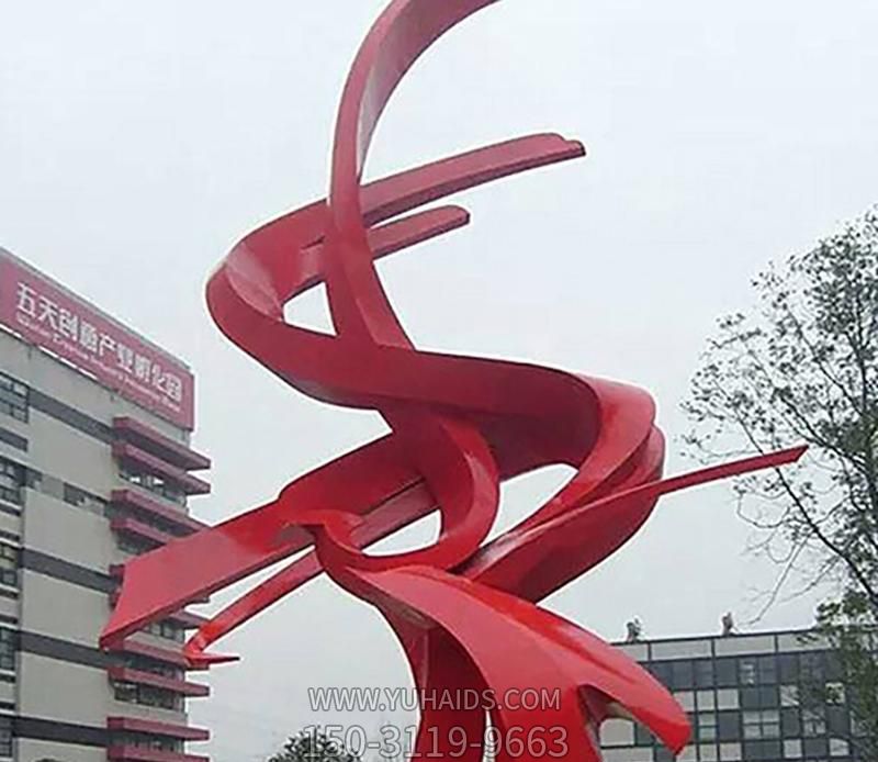 户外商厦装饰摆件不锈钢红色彩带博鱼网页版