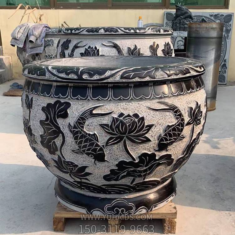 石雕鱼缸花盆青石庭院荷花缸博鱼网页版