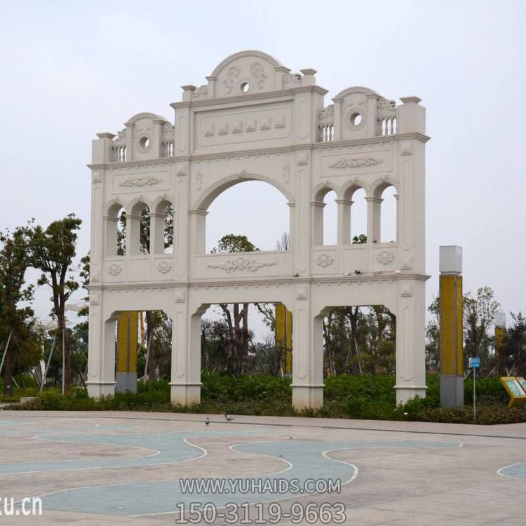 广场摆放大理石雕刻西方复式牌坊博鱼网页版