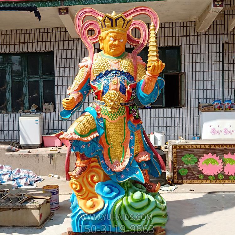 寺院摆放彩绘托塔天王玻璃钢博鱼网页版