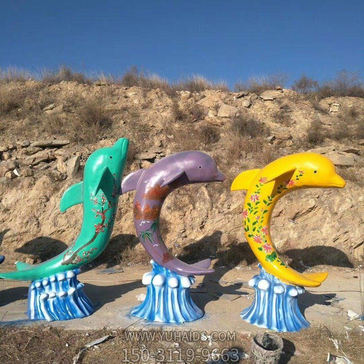 广场不锈钢海豚博鱼网页版 海洋馆玻璃钢彩绘海豚博鱼网页版