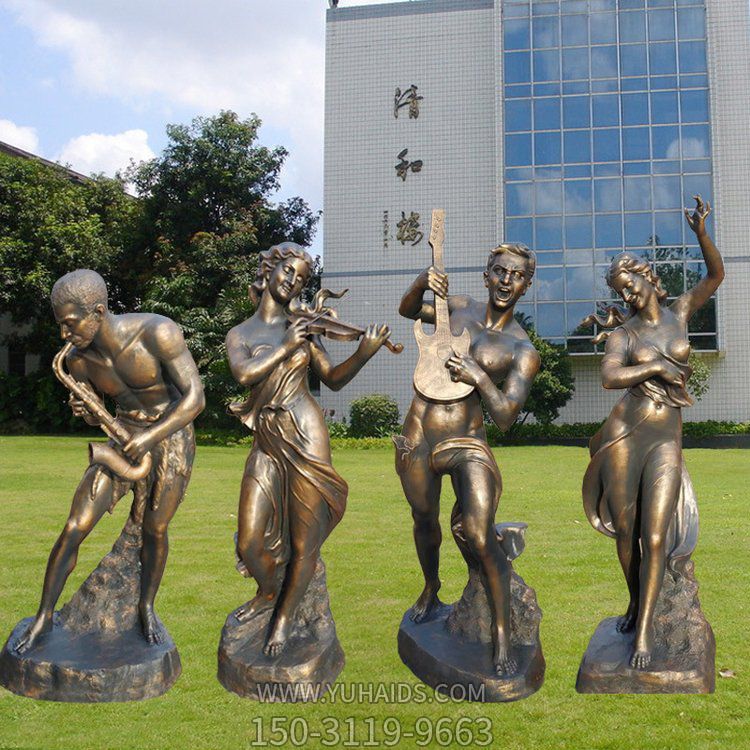 玻璃钢仿铜西方演奏人物小品博鱼网页版广场摆件