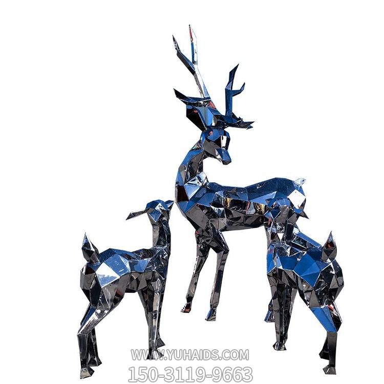 镜面几何不锈钢户外园林抽象梅花鹿博鱼网页版