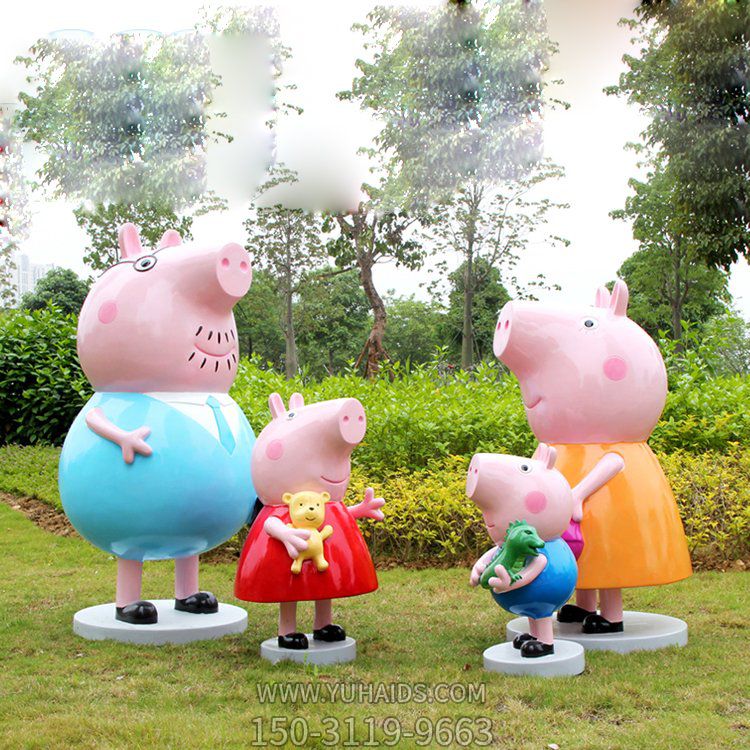 小猪佩奇一家四口，玻璃钢卡通人物博鱼网页版