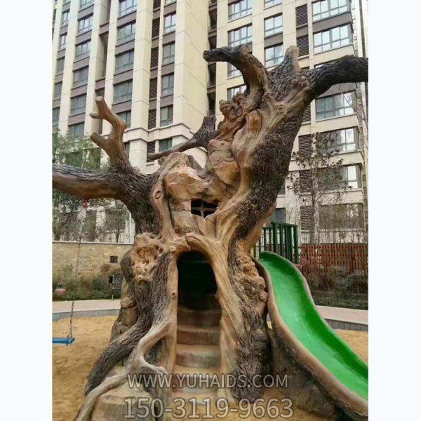 小区儿童游乐场水泥仿真树干儿童滑梯博鱼网页版