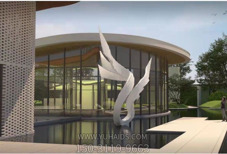  不锈钢抽象翅膀酒店会所景观博鱼网页版摆件                     吗                    