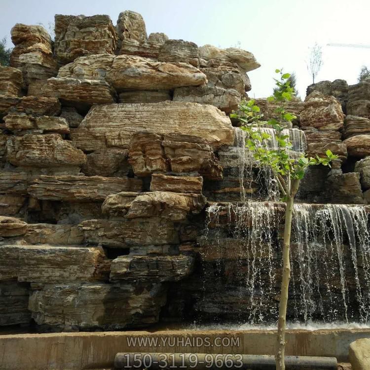 天然千层石流水假山别墅园林造景博鱼网页版