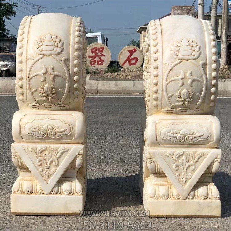 晚霞红浮雕大理石石雕镇宅抱鼓石博鱼网页版