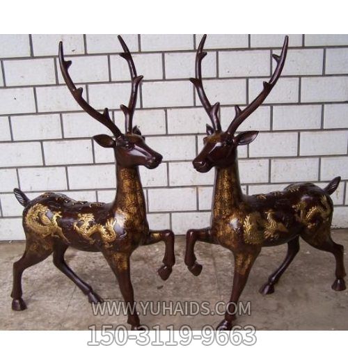 玻璃钢仿铜园林公园创意梅花鹿博鱼网页版