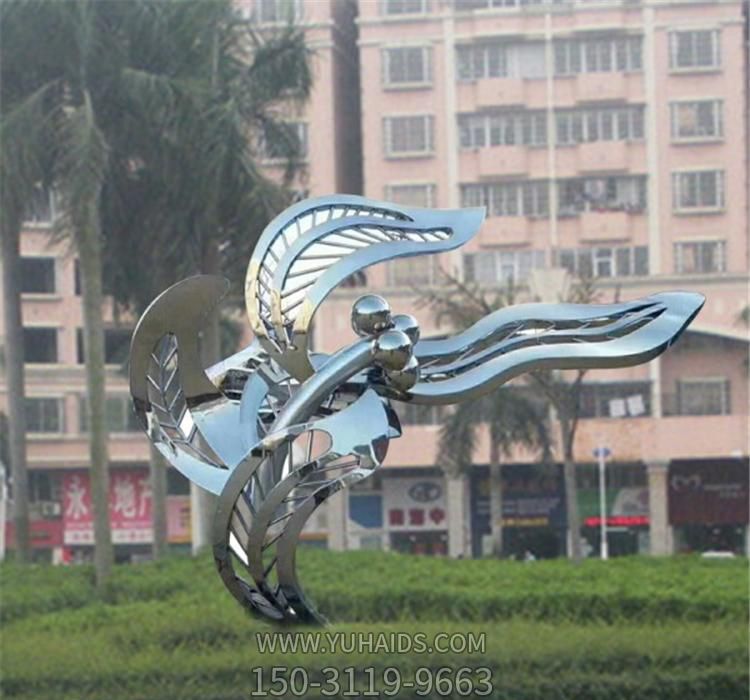 企业公园广场镜面不锈钢树叶博鱼网页版