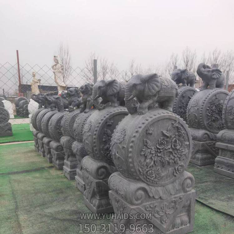 天然石材青石雕刻小象抱鼓石门墩别墅门口摆件博鱼网页版