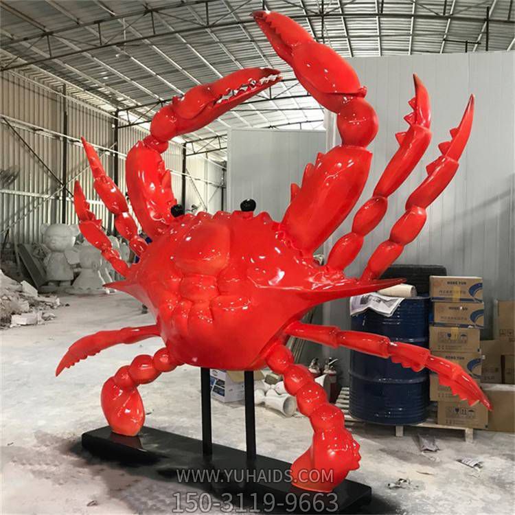 商场饭店大型玻璃钢彩绘仿真螃蟹博鱼网页版