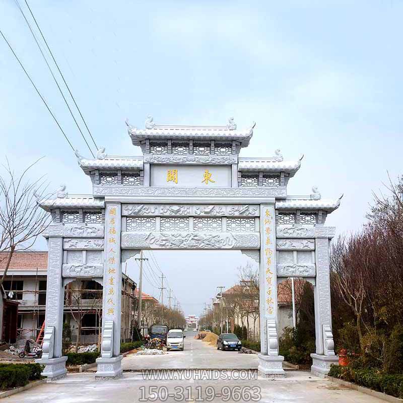 村镇别墅仿古中式三门五楼石牌坊博鱼网页版