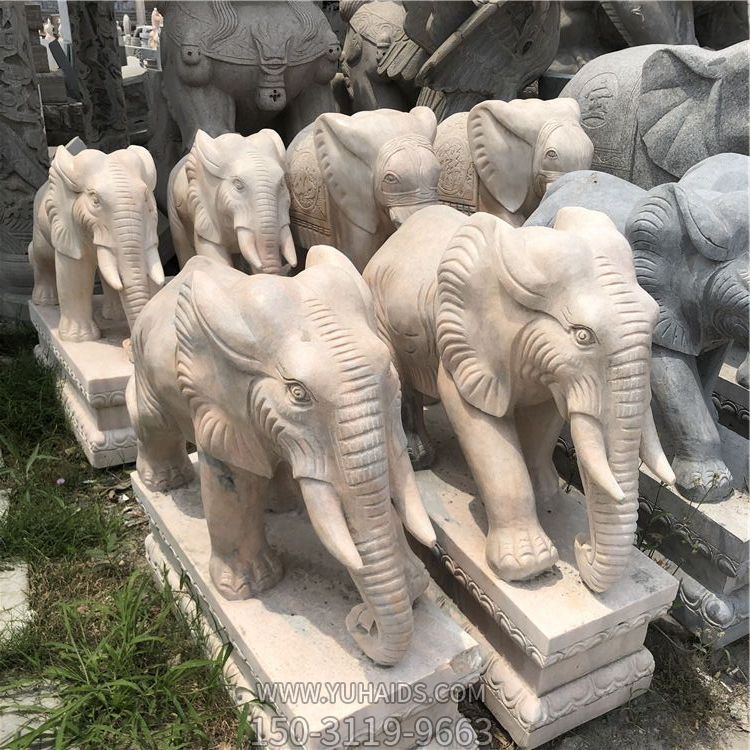 小型晚霞红大理石石雕大象博鱼网页版