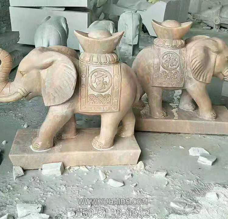 晚霞红石雕园林大型镇宅招财大象博鱼网页版