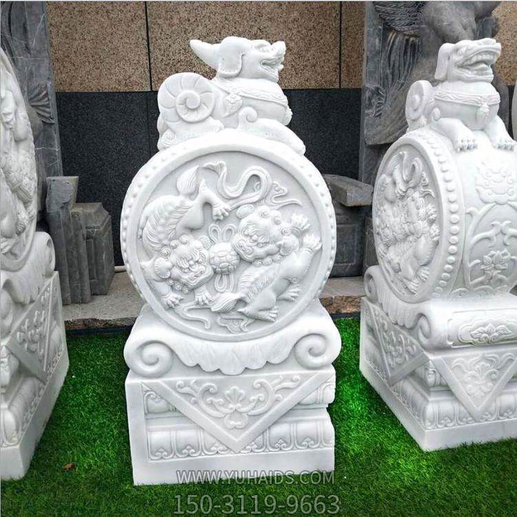 庭院家用汉白玉石雕门墩中式狮子抱鼓石博鱼网页版