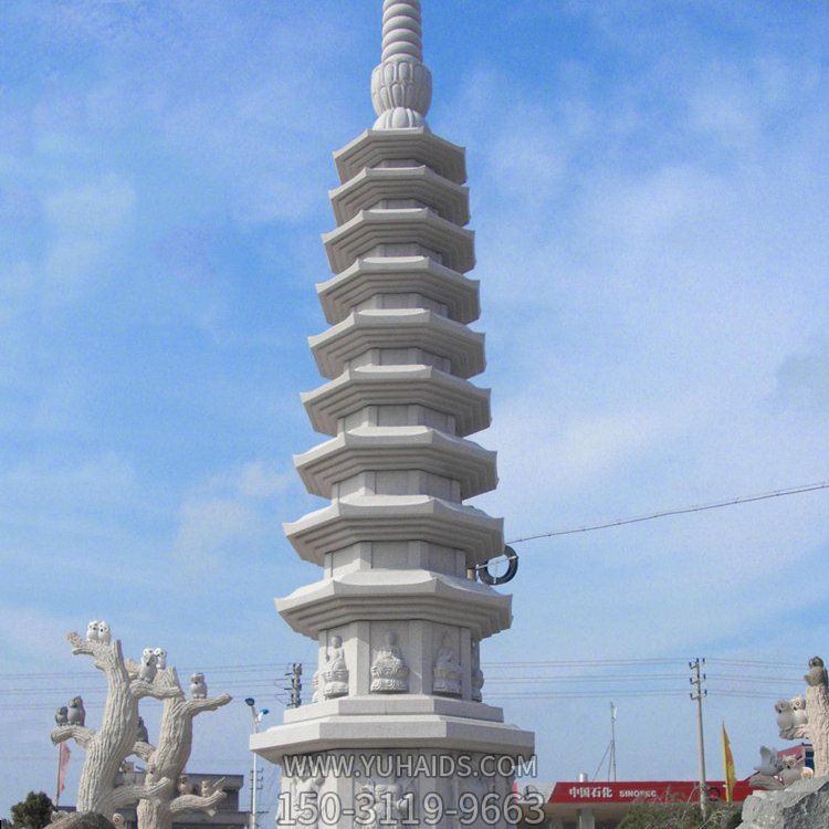 寺庙户外大型汉白玉浮雕十层风水景观文昌塔石雕博鱼网页版