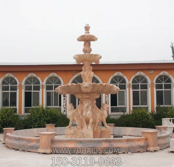 晚霞红石雕喷泉风水球回转的石球博鱼网页版