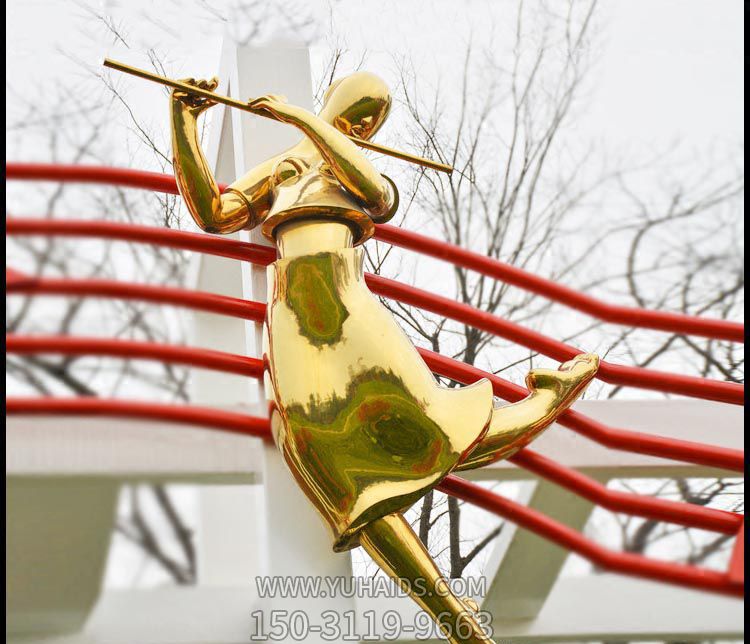 广场不锈钢喷金烤漆吹笛人物景观吹奏博鱼网页版