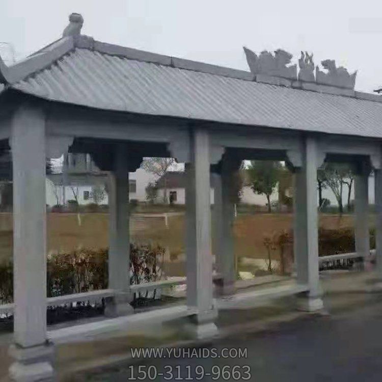 景区摆放青石雕刻仿古长廊休息石亭博鱼网页版