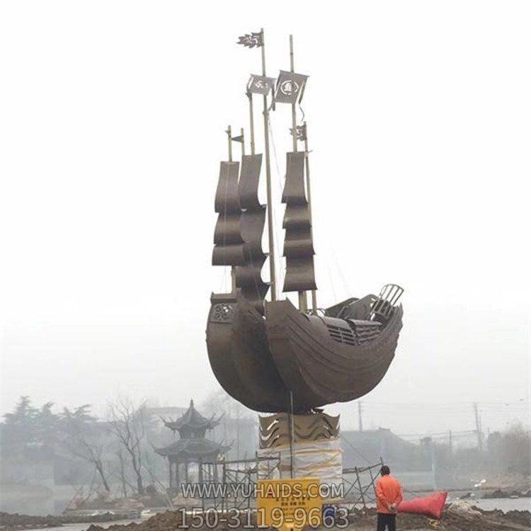 不锈钢仿铜帆船博鱼网页版景区园林广场景观摆件