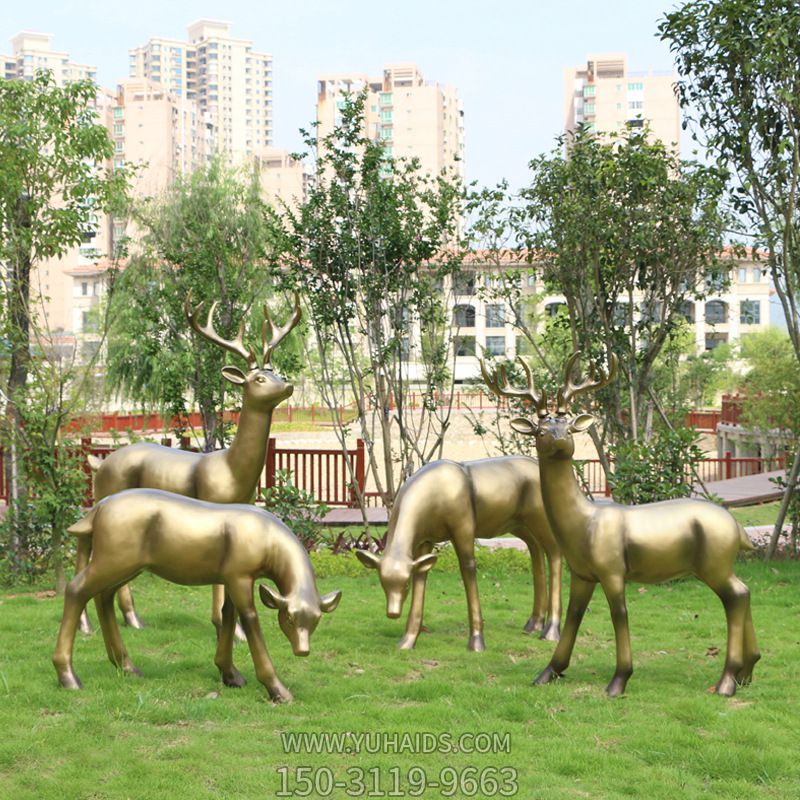 户外园林四只不锈钢仿铜鹿博鱼网页版