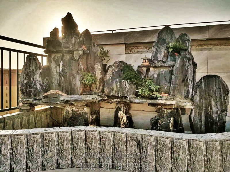 阳台摆放小型假山池塘流水景观博鱼网页版